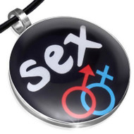 SEX - Male & Female Symbols - Supporter LGBT Pride - Black & White Disc Pendant w/ Chain Necklace Included!