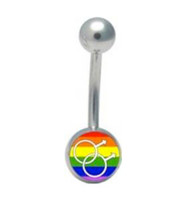 Rainbow Male Gay Pride Navel / Belly Ring (Gay Body Jewelry)