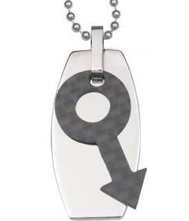 A Slanted Male Symbol on Dog Tag Gay Pendant - Gay Necklace