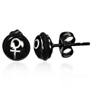 Female Symbol Stud Earrings - Lesbian Pride Earrings - Black Body Jewelry