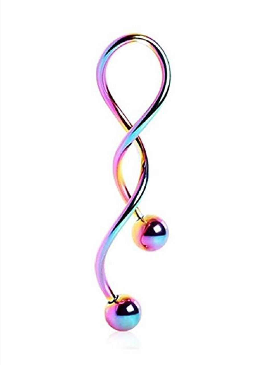 Rainbow Eyebrow Curved Bar 8mm Gay Pride Lesbian Body Jewellery Lobe Tragus