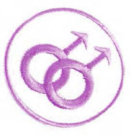 Round Double Male Purple and White Patch - LGBT Gay & Lesbian - Apparel Acessories