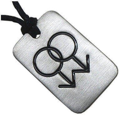 Double Male Symbol Gay Pendant - Silver Color Pewter Gay Necklace