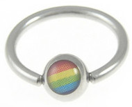 Pride Shack Anodized Balls & Spikes Rainbow Nipple Ring LGBT Gay Lesbian 