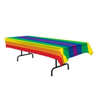 Plastic Rainbow Pride Table Cloth (Rectangle - 54 x 108") LGBT Gay Lesbian Party