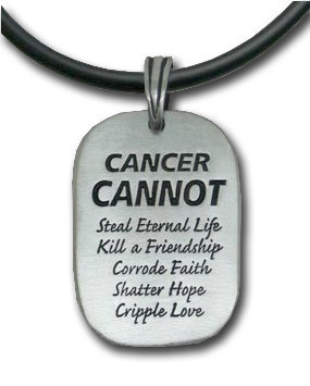 Cancer Cannot Do Necklace - Pewter Pendant with black PVC rope/chain included!