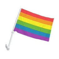 Car Window Automobile Gay Flag  / Rainbow Flag - LGBT Gay & Lesbian Pride - Polyester 12 x 15 inch