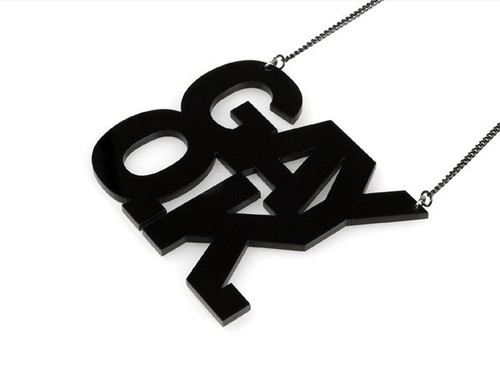 Gay OK - Fashion Necklace with Black Text - LGBT Gay and Lesbian Pride Necklace