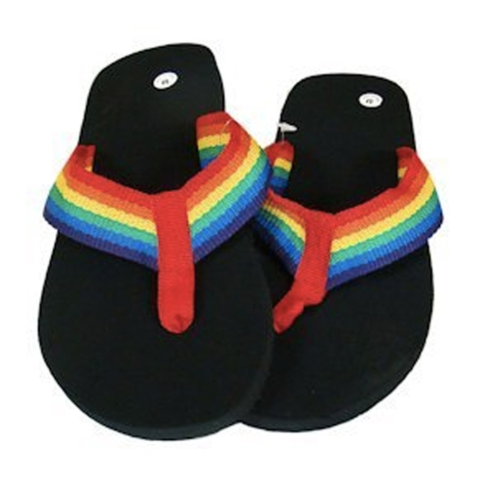 canvas rainbow flip flops