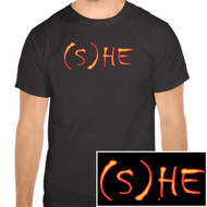 "(S)HE" - Black T-Shirt (She or He Design) - Transgender Pride / Gay Pride Black T-Shirt - LGBT Gay and Lesbian Pride Clothing & Apparel