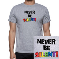 "Never Be Silent"- Gray and Rainbow T-Shirt - LGBT Gay and Lesbian Pride Clothing & Apparel