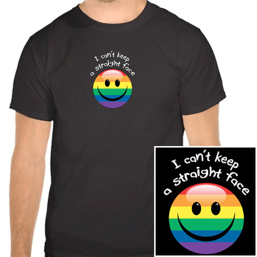 I Can't Keep a Straight Face" (Smiley) - Funny Gay Pride Black T-Shirt - LGBT  Gay and Lesbian Pride Clothing & Apparel - Pride Shack