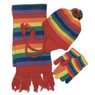 Gay Pride Winter Set (Rainbow, Hat Gloves & Scarf) - LGBT Gay and Lesbian Pride Apparel and Clothing