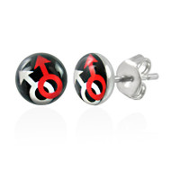 Gay Male Symbol Stud Earrings (Black, Red & White) Symbols) Gay Earrings