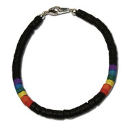 Black & Rainbow Pride Bead Puka Shell  Bracelet - Gay and Lesbian LGBT Pride
