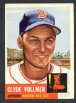 1953 Topps Baseball # 032  Clyde Vollmer Boston Red Sox EX/MT