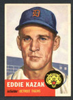1953 Topps Baseball # 194  Eddie Kazak Detroit Tigers EX-1