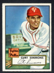 1952 Topps Baseball # 203 Curt Simmons Philadelphia Phillies EX