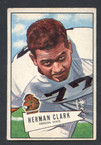 1952 Bowman Small Football # 076  Herman Clark Chicago Bears EX-1
