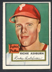 1952 Topps Baseball # 216 Richie Ashburn Philadelphia Phillies EX