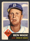 1953 Topps Baseball # 004  Ben Wade Brooklyn Dodgers EX