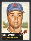 1953 Topps Baseball # 011  Sal Yvars New York Giants EX-1