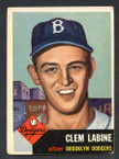 1953 Topps Baseball # 014  Clem Labine Brooklyn Dodgers EX