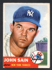 1953 Topps Baseball # 119  John Sain New York Yankees EX-2