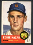 1953 Topps Baseball # 194  Eddie Kazak Detroit Tigers EX/MT-2