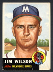 1953 Topps Baseball # 208  Jim Wilson Milwaukee Braves EX
