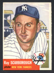 1953 Topps Baseball # 213  Ray Scarborough New York Yankees EX/MT-1