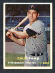 1957 Topps Baseball # 003  Dale Long Pittsburgh Pirates EX