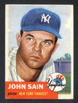 1953 Topps Baseball # 119  John Sain New York Yankees VG