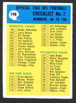 1964 Philadelphia Football # 198  Checklist 2  VG