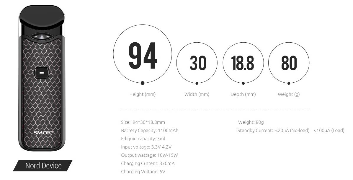 Smok Nord Specifications Smok Nord Specifications