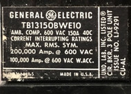 TB13150BWE10 GE Breaker, 150 Amp, 600V, Reconditioned, Sku 785
