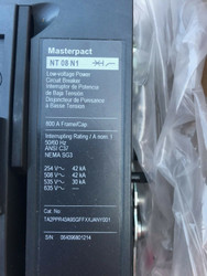 SQUARE D MASTERPACT NT 08 N1 800 A FRAME/CAP CIRCUIT BREAKER
