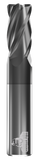 CARBIDE END MILL, RAD, 4 FLUTE, 3/16''DIA, 5/8''LOC, 2''OAL, .010''RAD, TICN COATED