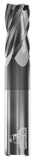 CARBIDE END MILL, FLAT, 4 FLUTE, 9/64''DIA, 1/2''LOC, 2''OAL, 3/16''SHANK, TICN COATED