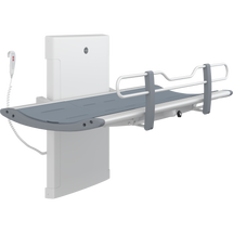 Pressalit Height adjustable shower change table 3000 R8582318, graphite grey, inc. safety rail - 1800mm