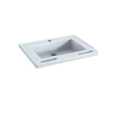 Pressalit MATRIX SMALL R2021 wash basin with integrated handrail. 600 x 490 mm. Incl. drain fitting, without overflow, with tap hole
