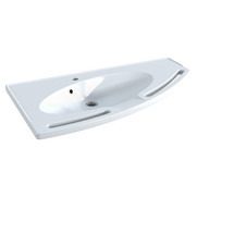 Pressalit MATRIX ANGLE R2040 vanity wash basin with integrated handles, right-facing. 1000 x 571mm. Incl. drain fitting, with overflow and tap hole