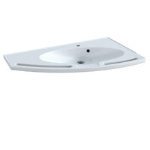 Pressalit MATRIX ANGLE R2042 vanity wash basin with integrated handles, left-facing. 1000 x 571mm. Incl. drain fitting, with overflow and tap hole