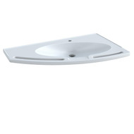 Pressalit MATRIX ANGLE R2043 vanity wash basin with integrated handles, left-facing. 1000 x 571mm. Incl. drain fitting, without overflow, with tap hole