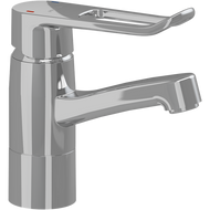 Pressalit Mixer tap RT624 with long rotatable spout and loop-shaped operating lever
