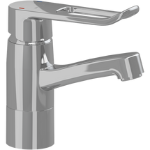Pressalit Mixer tap RT624 with long rotatable spout and loop-shaped operating lever