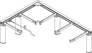 Ropox FlexiManual 30-50010 wall mounted 'L' shaped  height adjustable corner frame to suit worktop sizes: 900-1500 x 900-3000mm