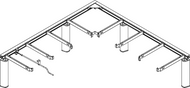 Ropox FlexiManual 30-50011 wall mounted 'L' shaped height adjustable corner frame to suit worktop sizes: 1550-3000 x 1550-3000mm