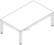 Ropox 4Single manual frame 20-20201, including top, 1650 x 1000mm, height adjustable table, H: 675-975mm