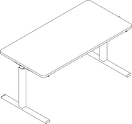 Ropox Ergo table 20-70210, Type A, flat top, 1200 x 600mm, manual height adjustable table
